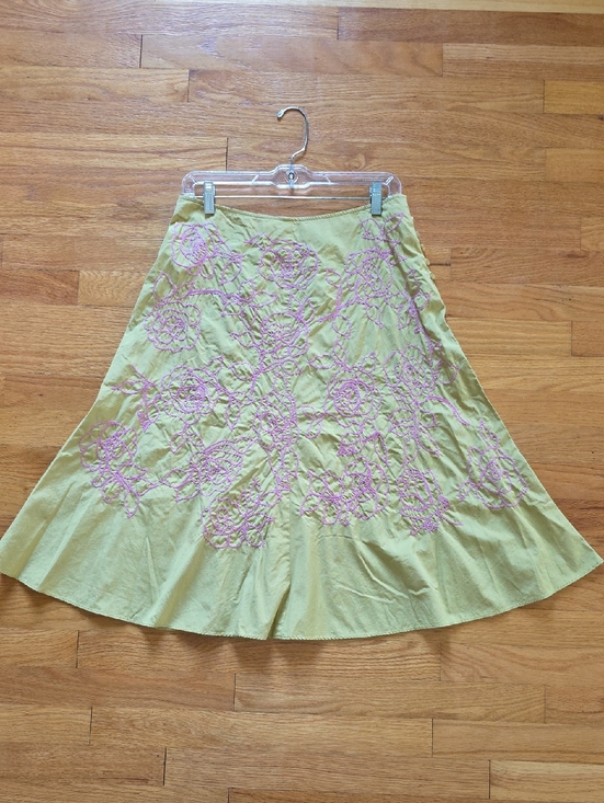 J. Jill Dresses & Skirts - J. Jill A-Line Skirt Womens Size 8 Y2k Vintage Boho Fairy Green Pink Embroidery